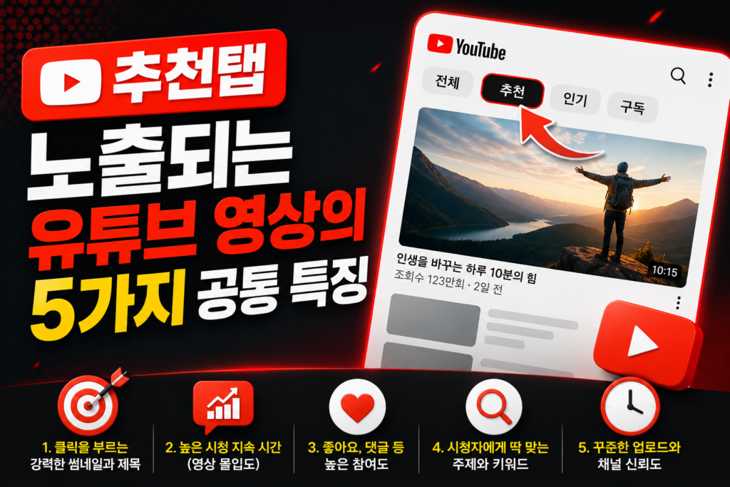 추천탭 노출되는 유튜브 영상