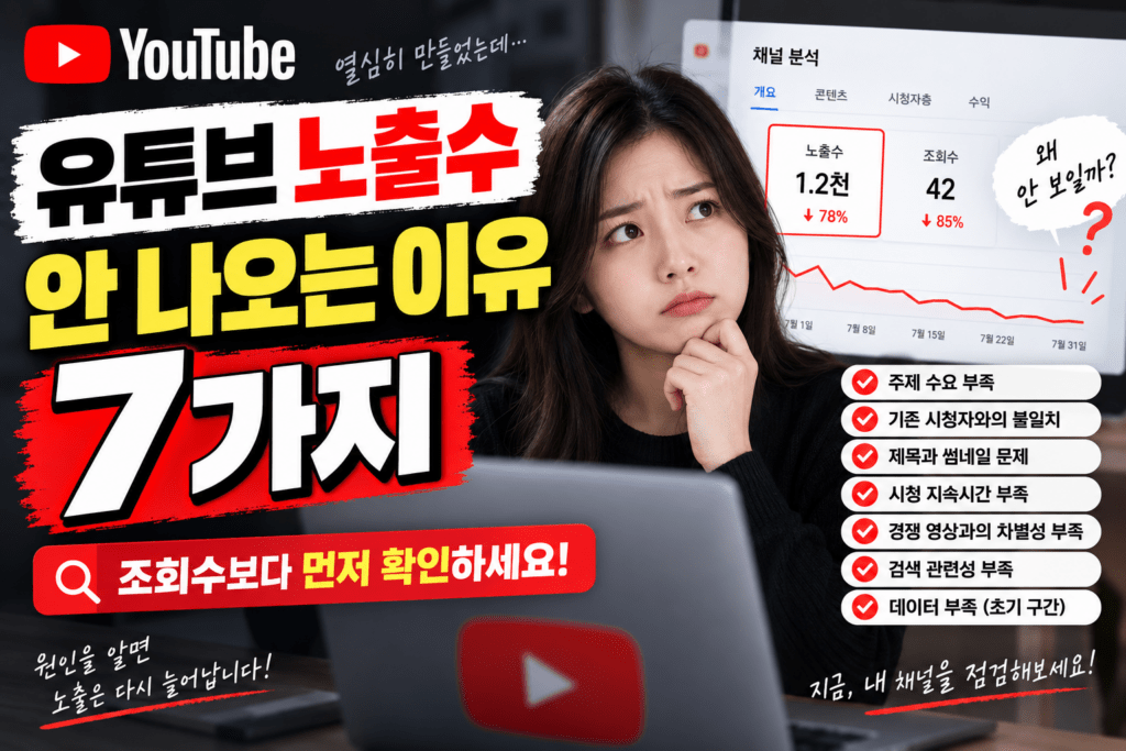 유튜브 노출수 안나오는 이유